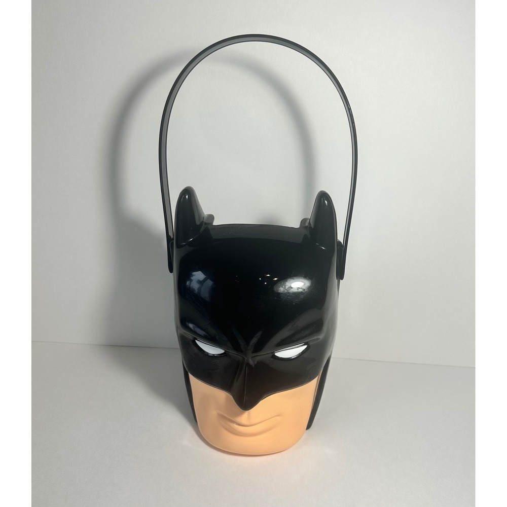 Batman Head Plastic Halloween Trick or Treat Pail Bucket DC Comics Black 3D